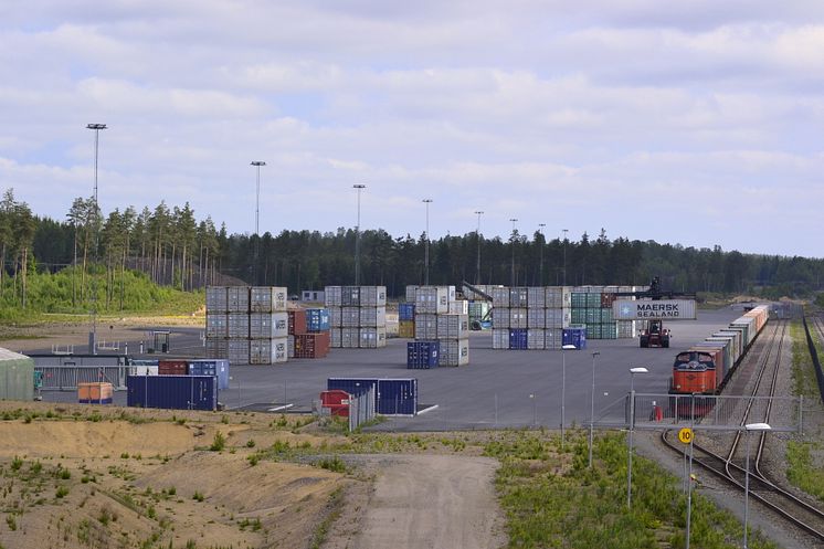 Containerhanteringen på Vaggeryds kombiterminal