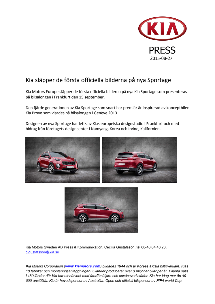 Kia släpper de första officiella bilderna på nya Sportage