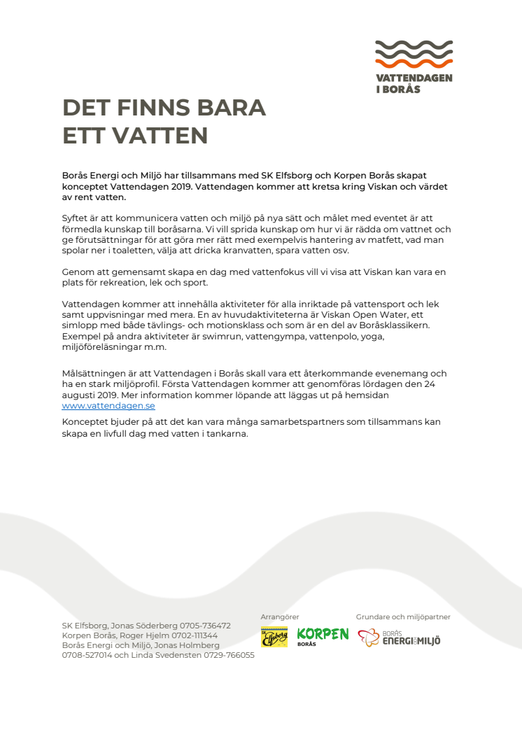 VATTENDAGEN 2019 - DET FINNS BARA  ETT VATTEN