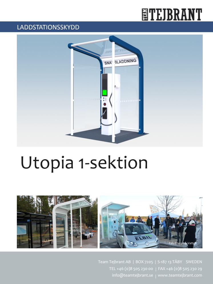 Produktblad Laddstationsskydd Utopia 1-sek