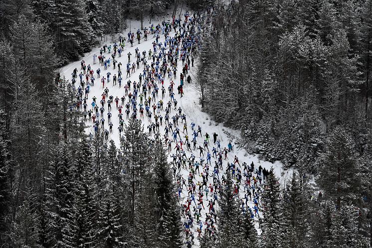 Vasaloppet 5 mars 2017 första backen från ovan