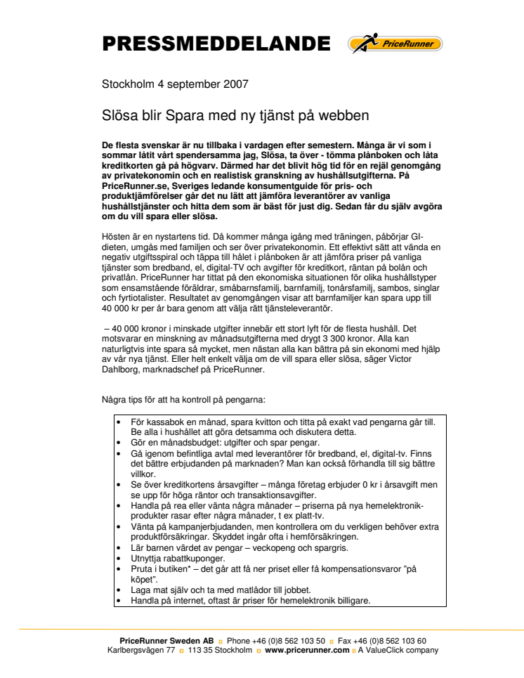 Slösa blir Spara med ny tjänst på webben