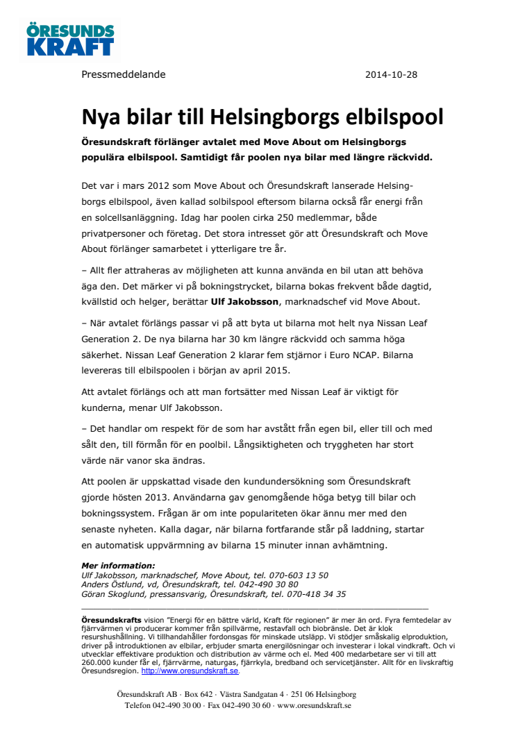 Nya bilar till Helsingborgs elbilspool