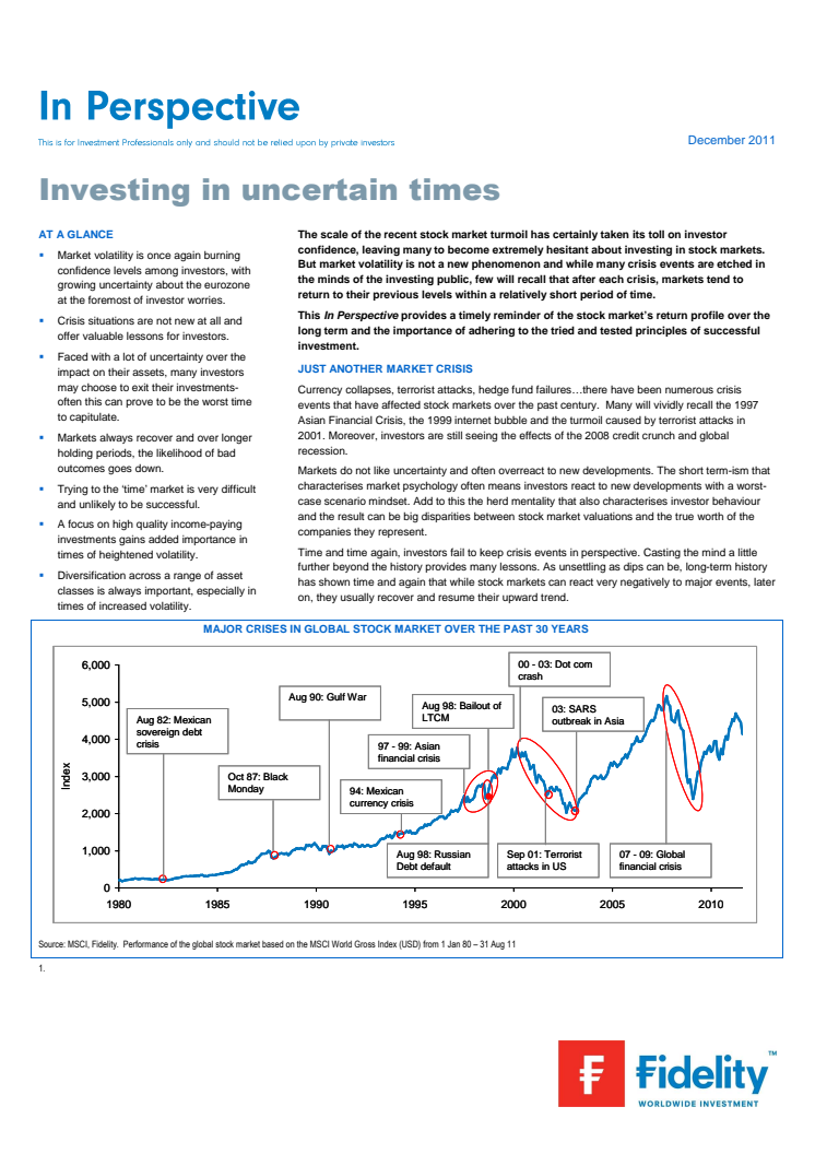 Investera i oroliga tider - en tillbakablick på 2011