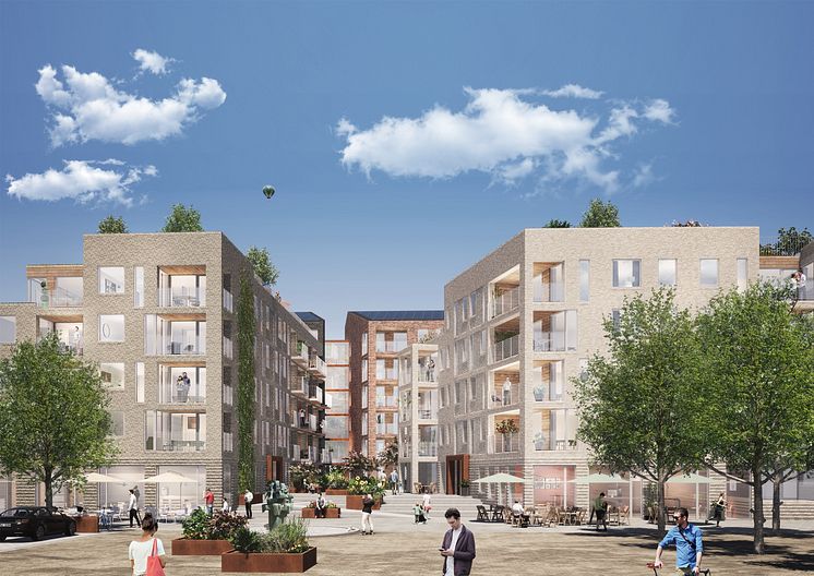 Föreningstorget. Vinnande förslaget av markanvisningstävlingen 2019: Bild 1