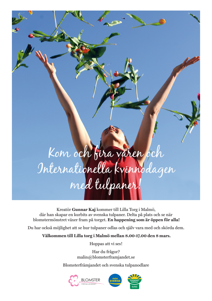 Inbjudan att fira våren och internationella kvinnodagen med tulpaner