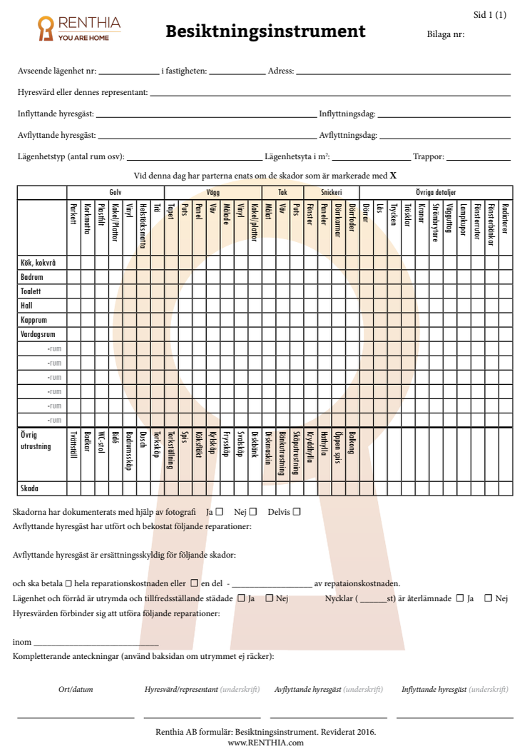 Besiktningsinstrument fastighet