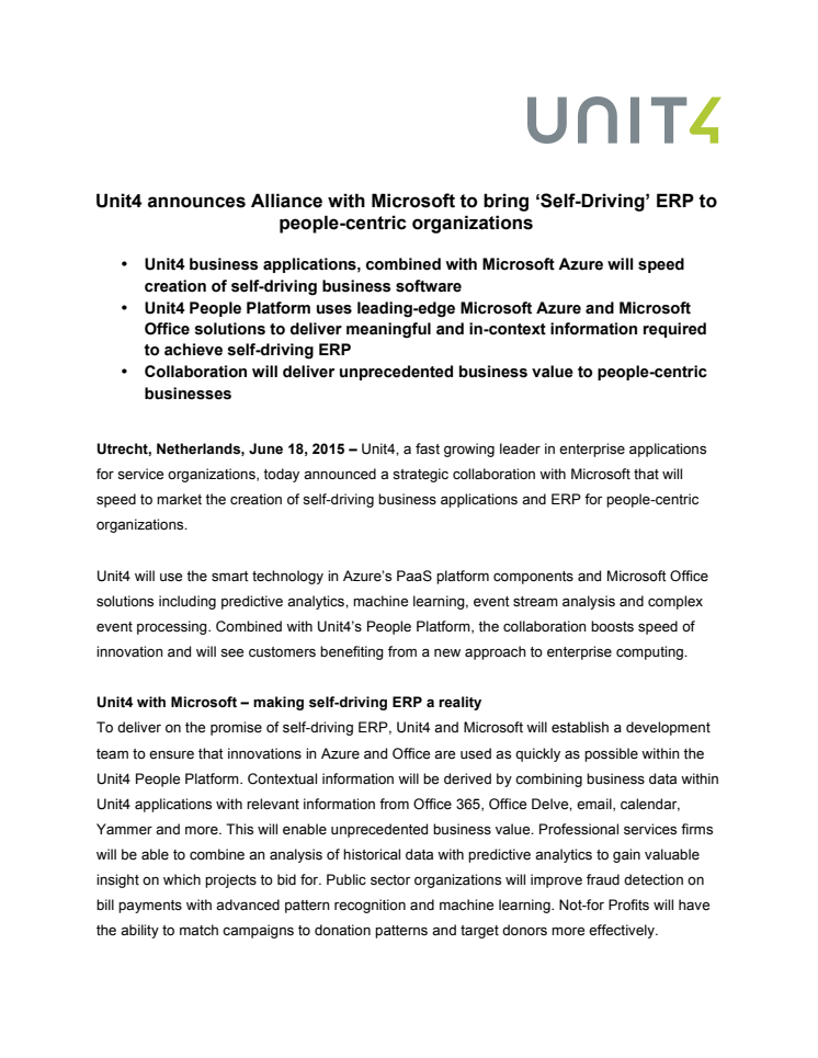 Unit4 och Microsoft utvecklar framtidens ERP