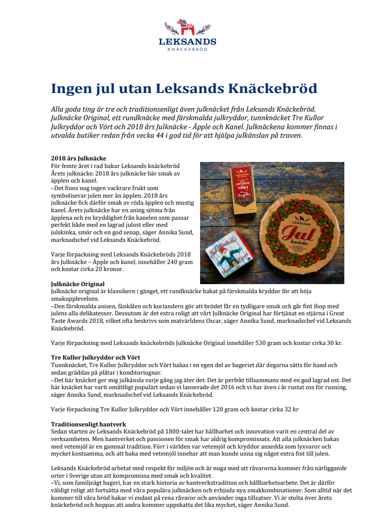 Ingen jul utan Leksands Knäckebröd 