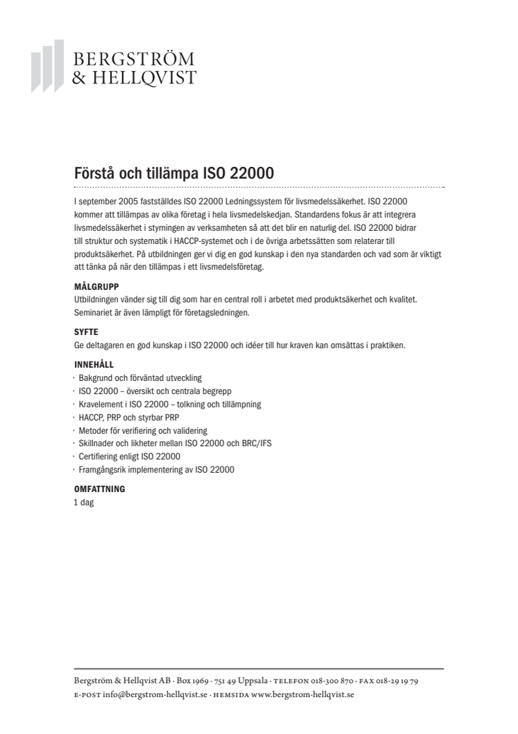 Förstå och tillämpa ISO 22000