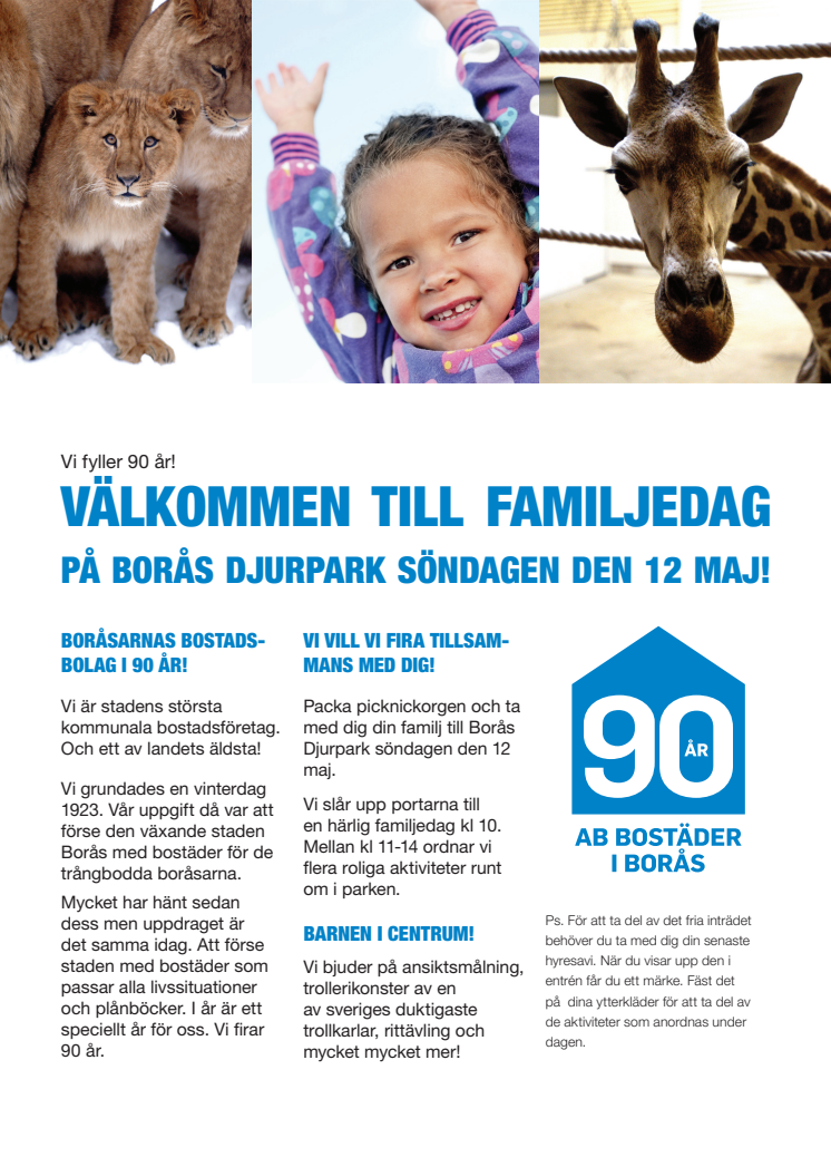 Välkommen till familedag på Borås Djurpark söndagen den 12 maj!