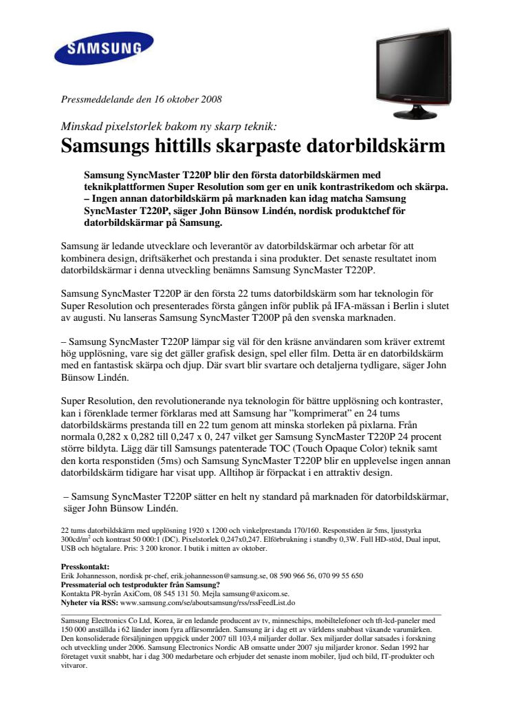 Samsungs hittills skarpaste datorbildskärm