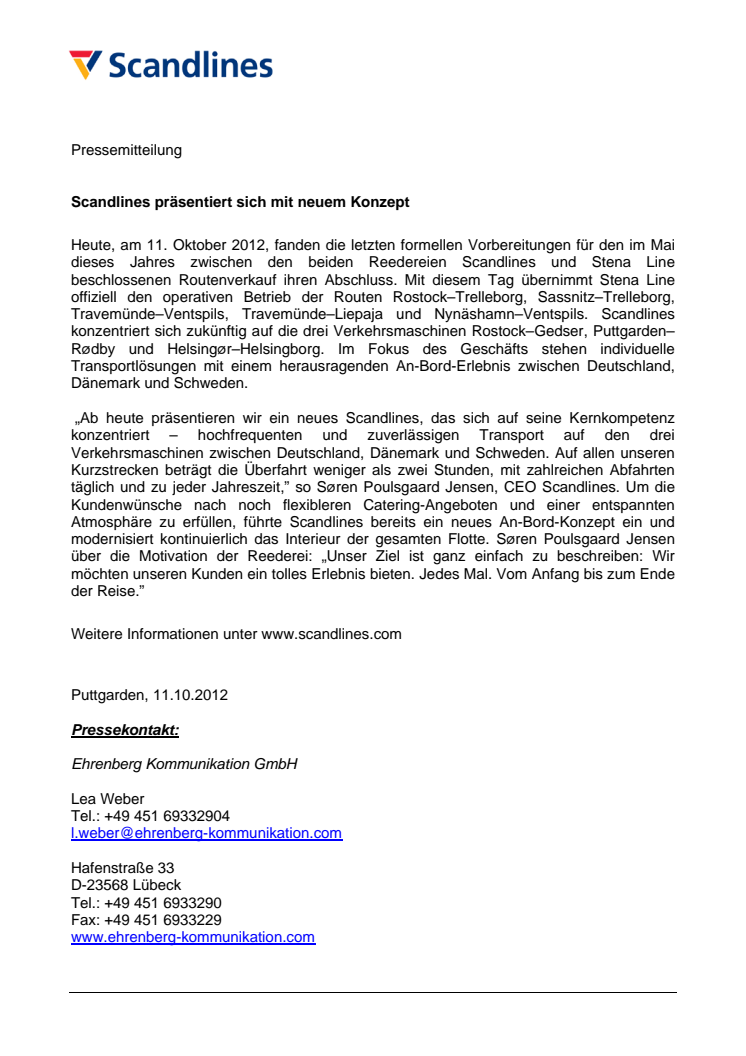 Scandlines präsentiert sich mit neuem Konzept
