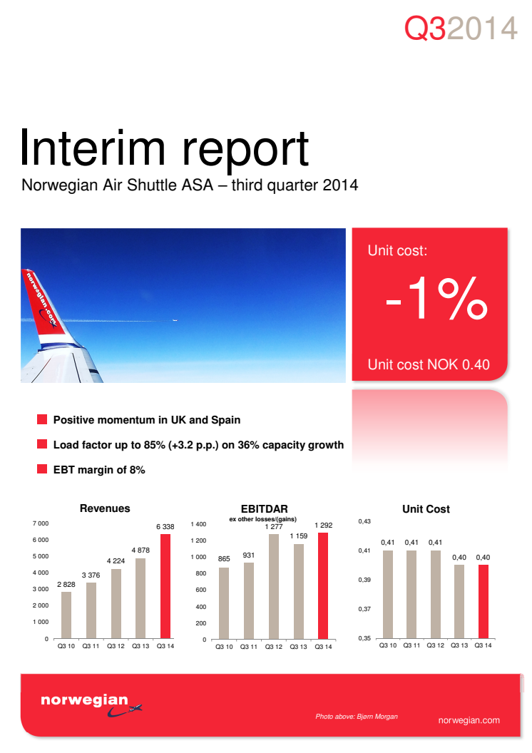 Norwegian Air Shuttle ASA - Third quarter interim report