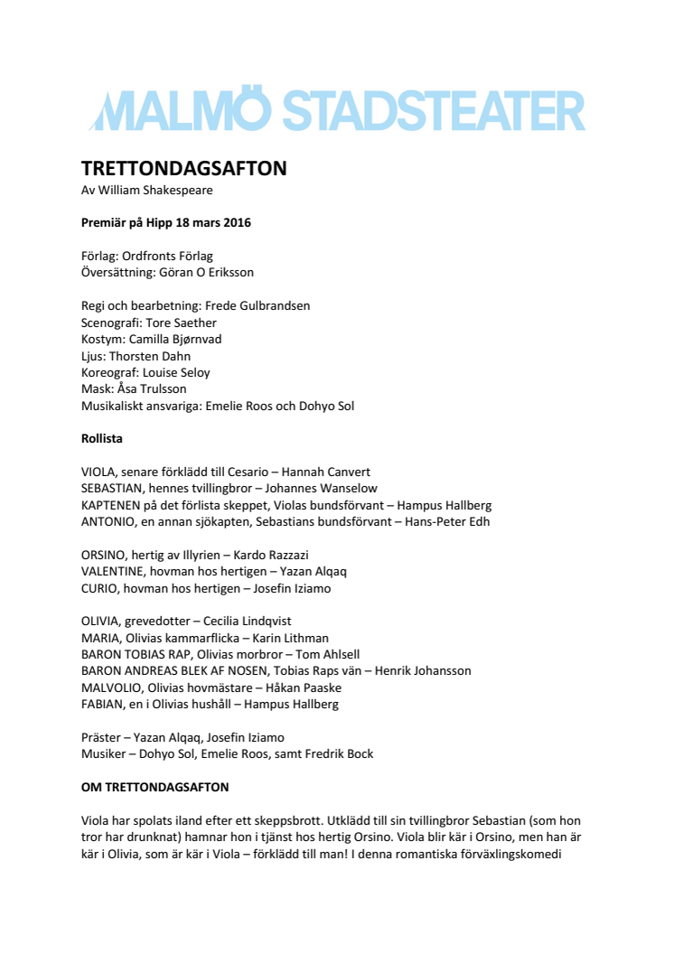 Pressmaterial till Trettondagsafton