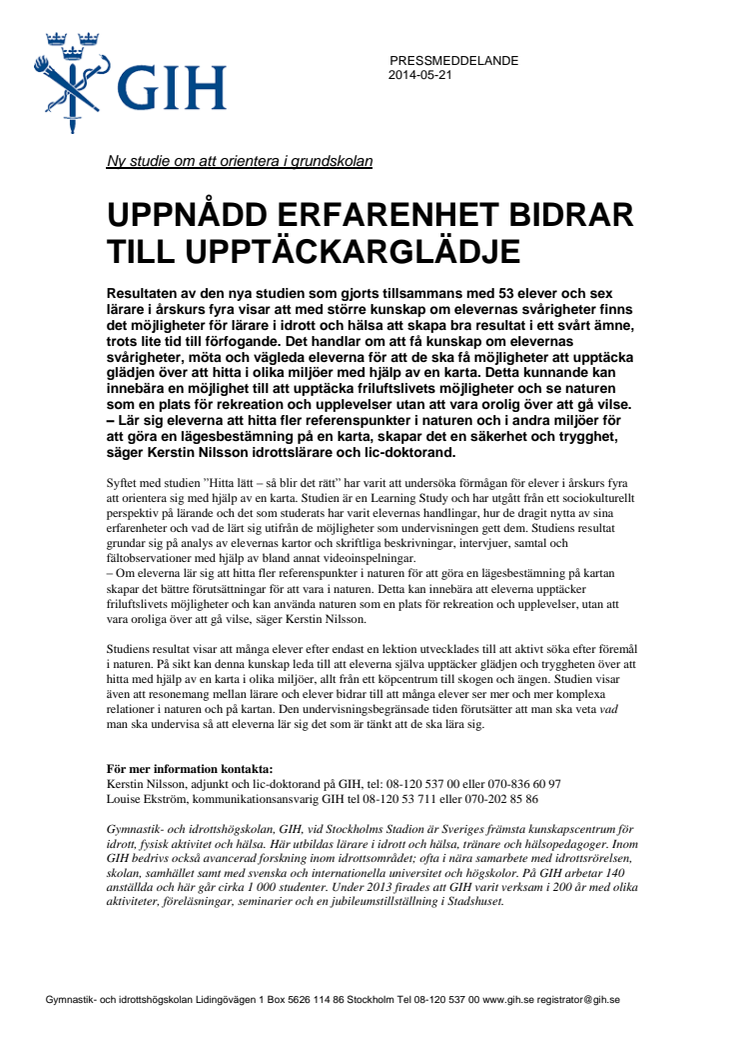 Ny studie om att orientera i grundskolan – Uppnådd erfarenhet bidrar till upptäckarglädje