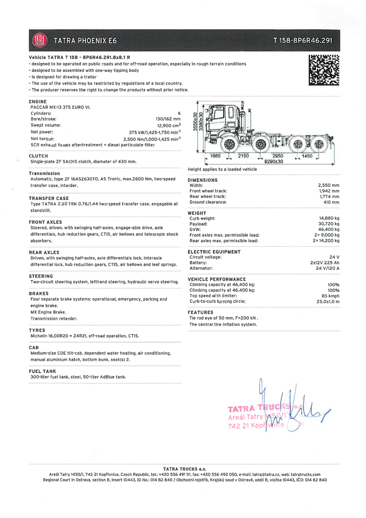 Tatra Phoenix Euro 6 – faktablad