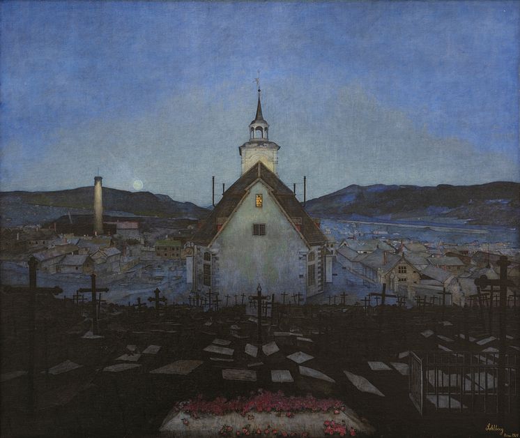Harald Sohlberg, Natt (Røros kirke), 1904. Foto: TKM 