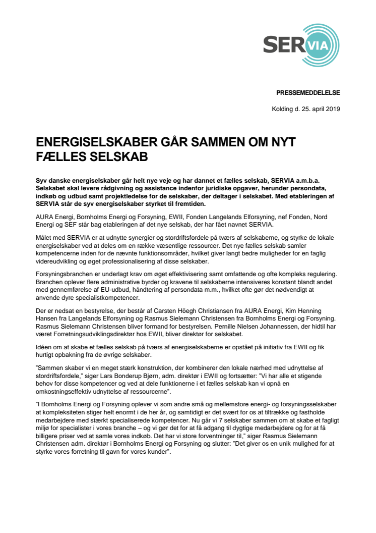 Energiselskaber går sammen om nyt fælles selskab