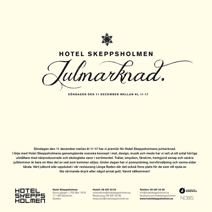 Hotel Skeppsholmens Julmarknad