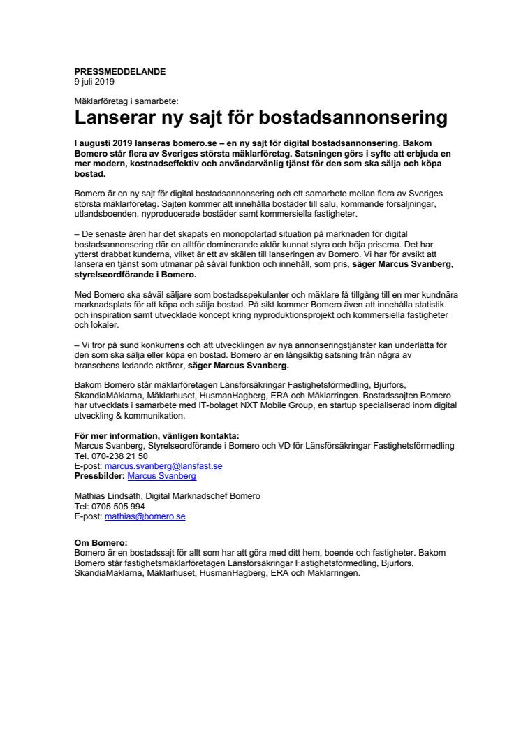 Mäklarföretag i samarbete:  Lanserar ny sajt för bostadsannonsering