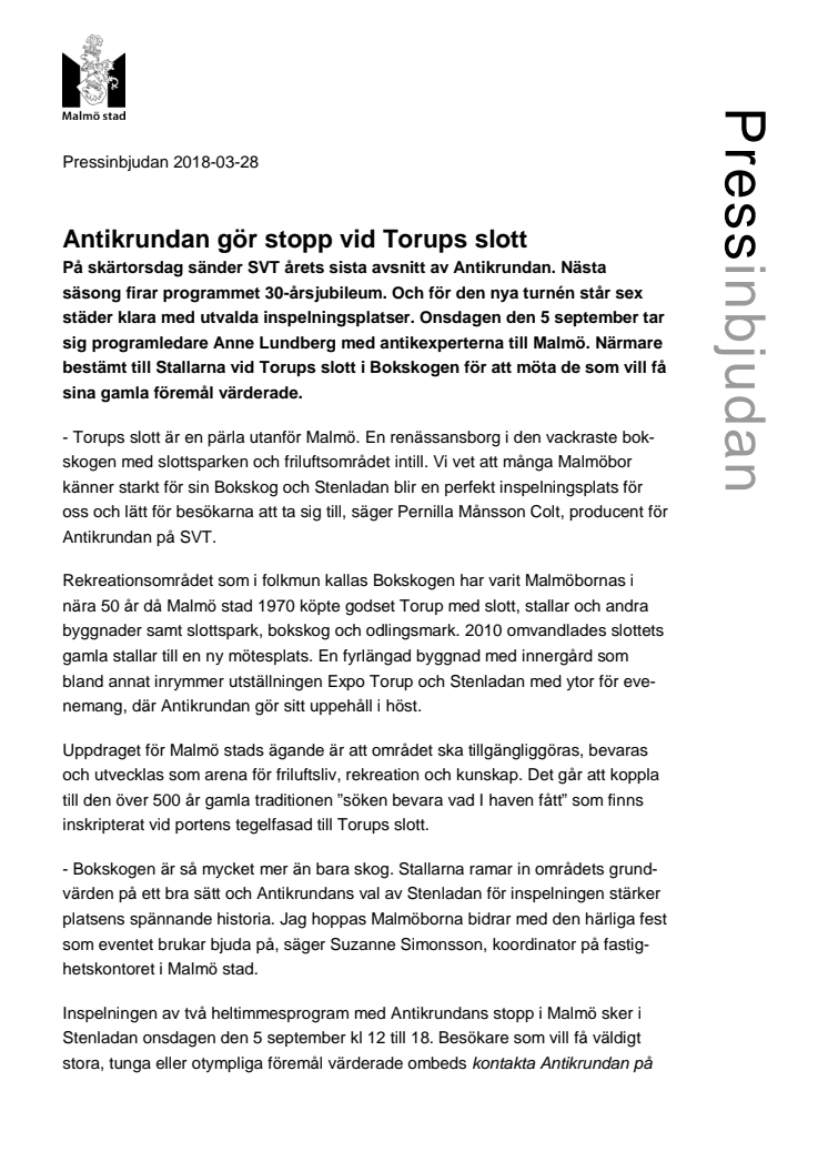 Antikrundan gör stopp vid Torups slott