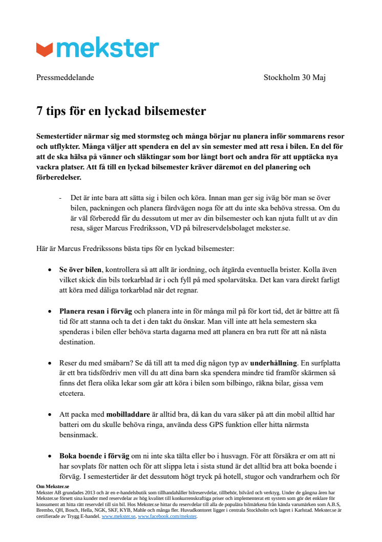 7 tips för en lyckad bilsemester