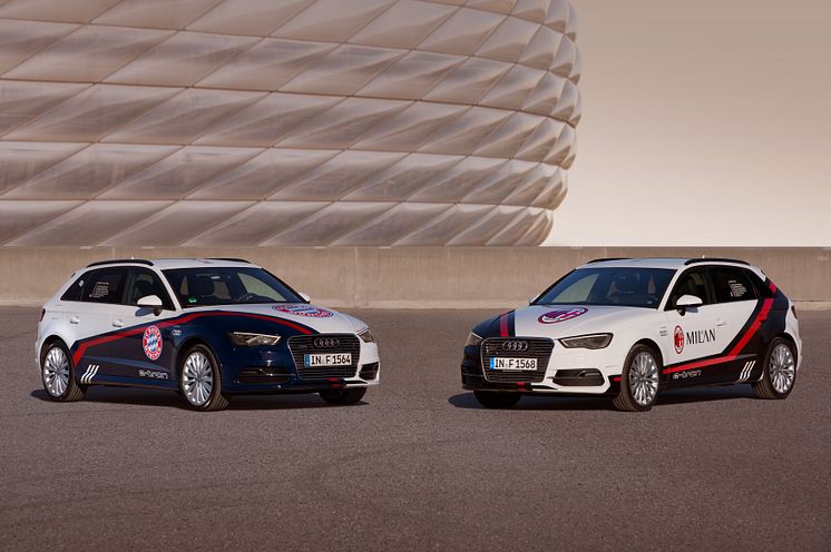 Audi A3 Sportback e-tron cars to advertise the Audi Cup - Bayern München and Milan