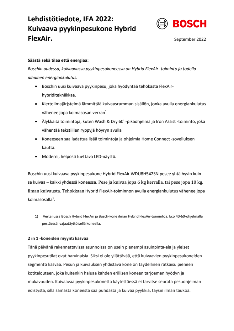 Lehdistötiedote, IFA 2022- Kuivaava pyykinpesukone Hybrid FlexAir_FI.pdf