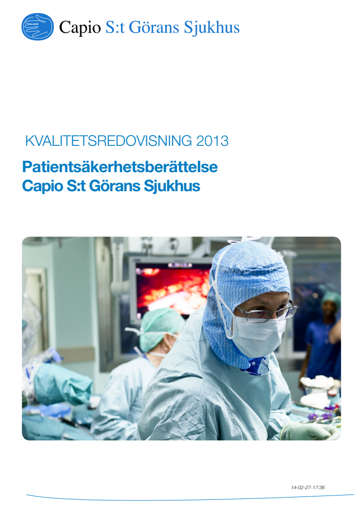 Patientsäkerhetsberättelse för 2013 publicerad
