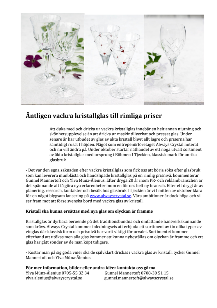 Äntligen vackra kristallglas till rimliga priser från Böhmen, Tjeckien 