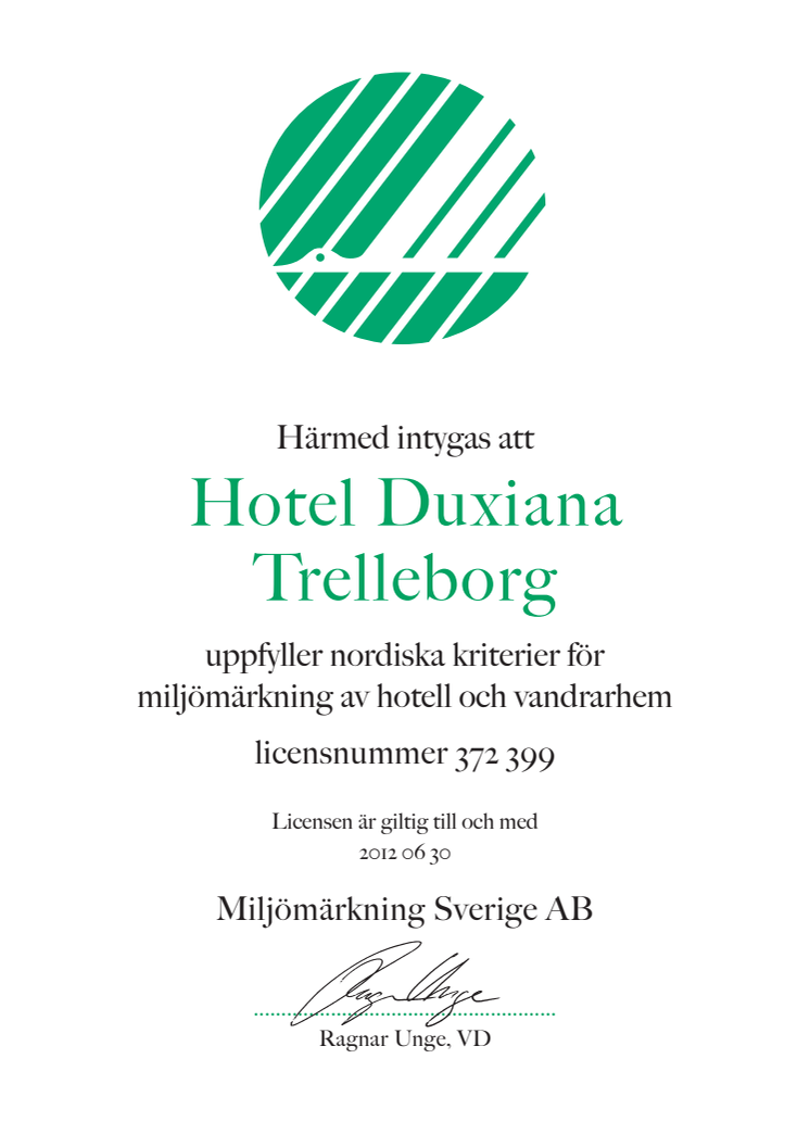 Hotel DUXIANA Dannegården Svanenmärkt!