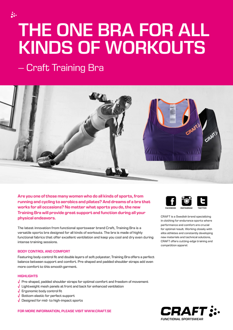 The one Bra for all kinds of workouts - Craft Training Bra