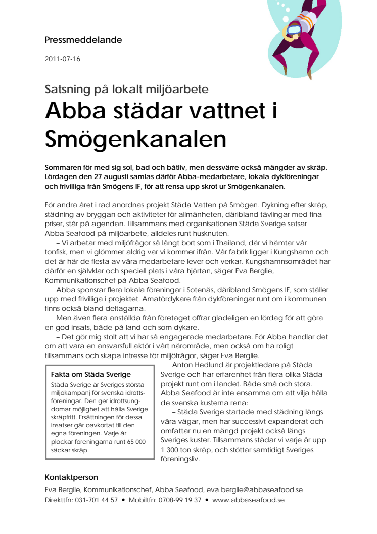 Abba städar vattnet i Smögenkanalen