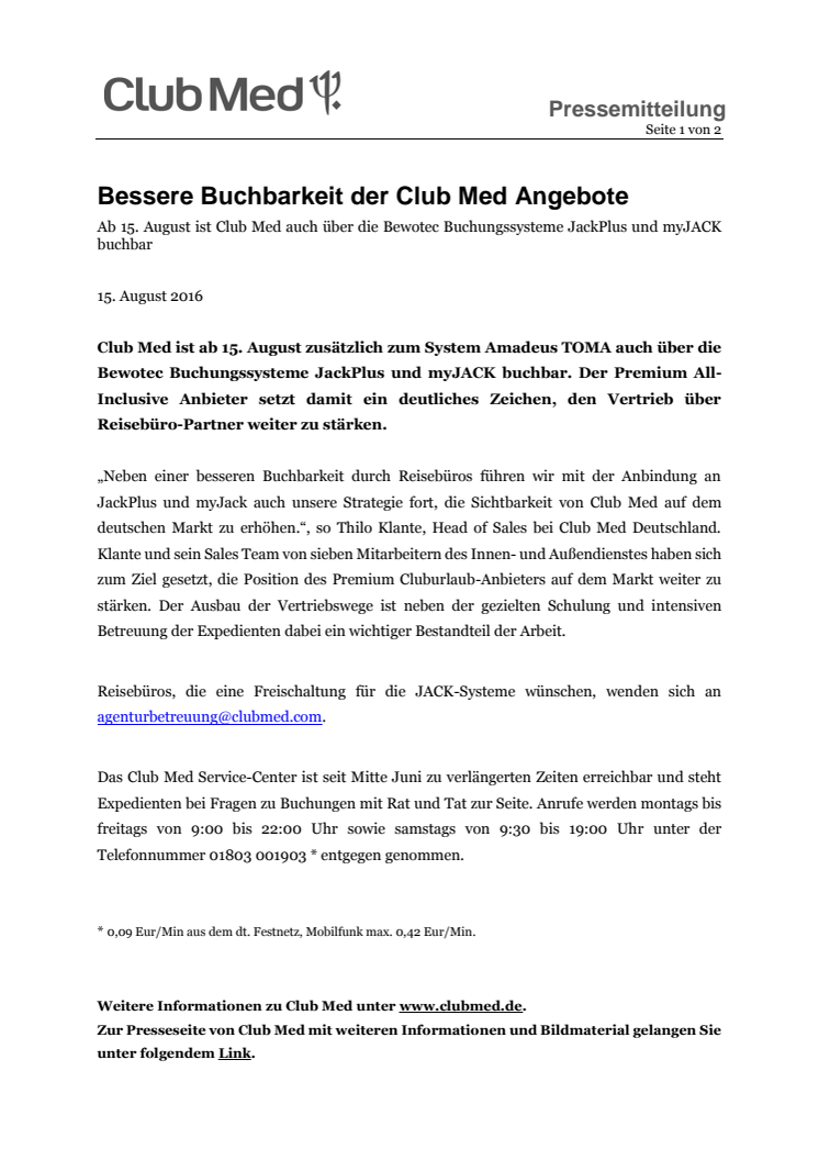 Bessere Buchbarkeit der Club Med Angebote
