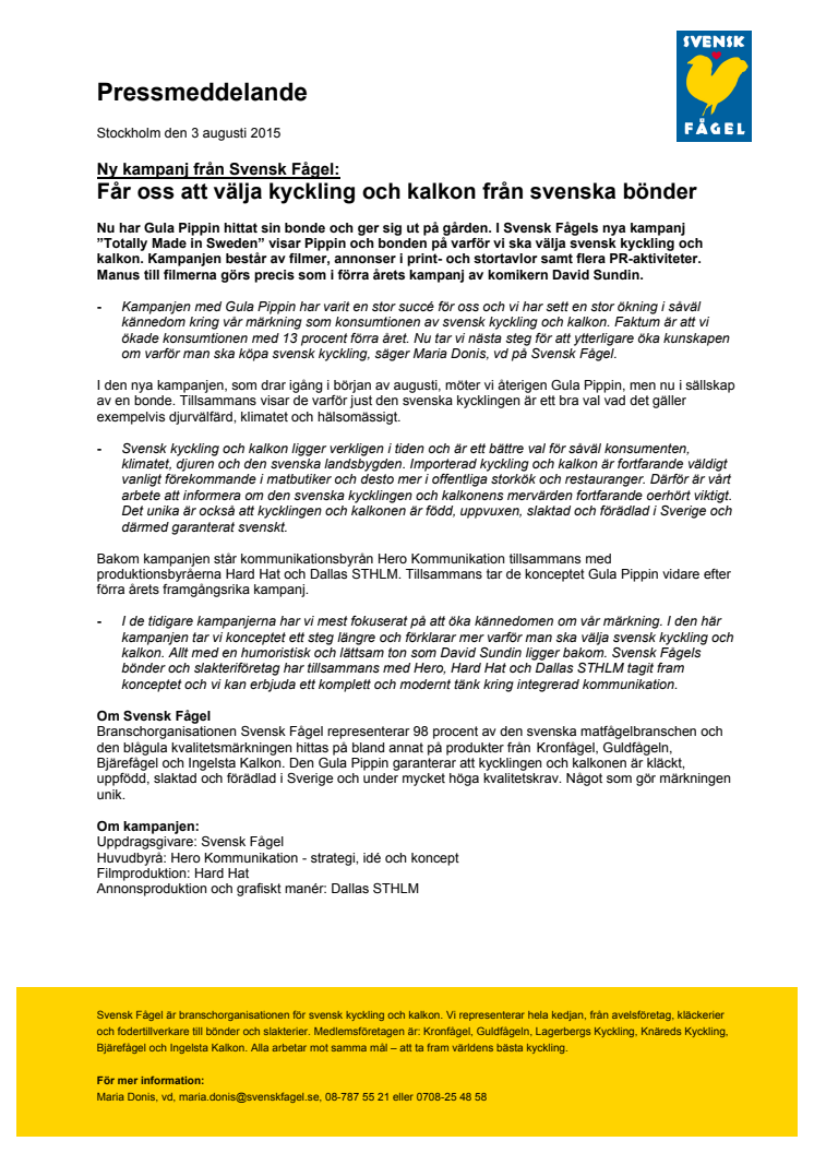 Ny kampanj från Svensk Fågel: Får oss att välja kyckling och kalkon från svenska bönder