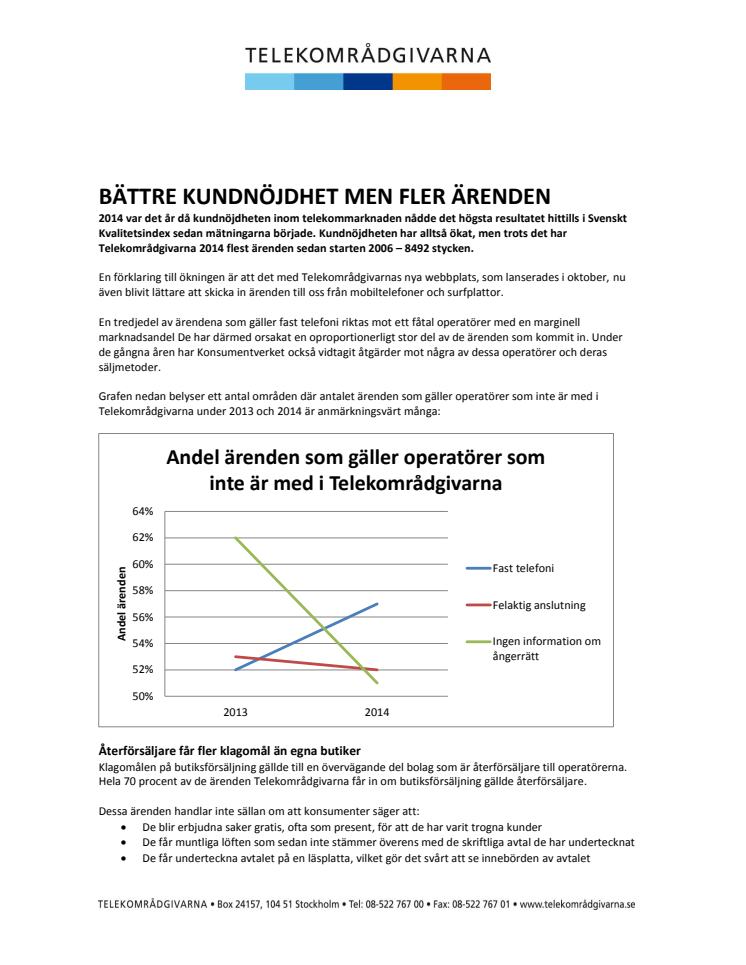 Nöjdare kunder men fler ärenden