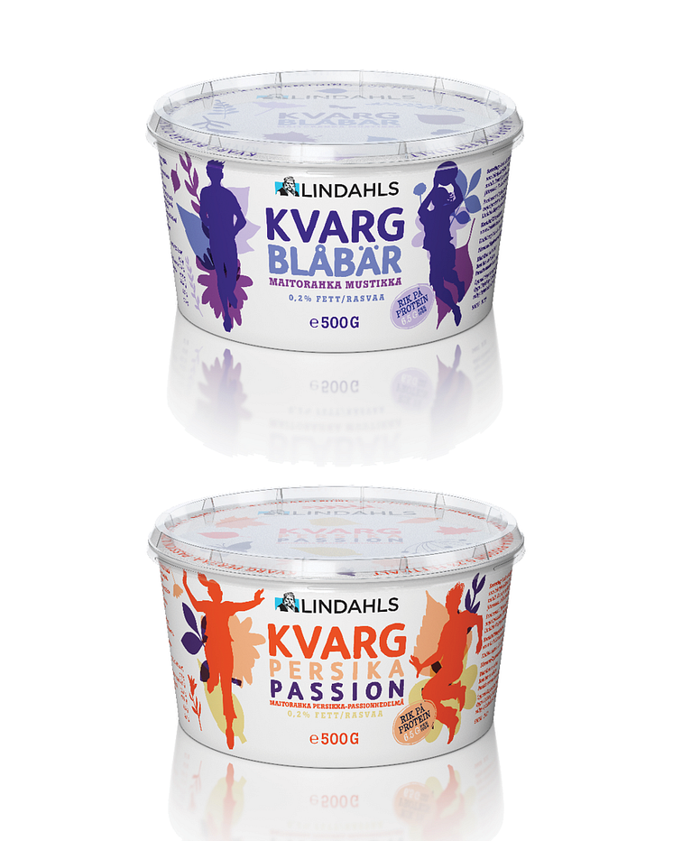 Lindahls Kvarg Blåbär och Lindals Kvarg Persika-Passion