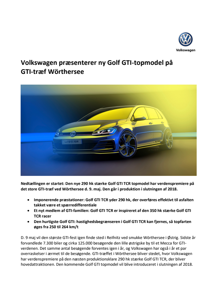 Volkswagen præsenterer ny Golf GTI-topmodel på GTI-træf 