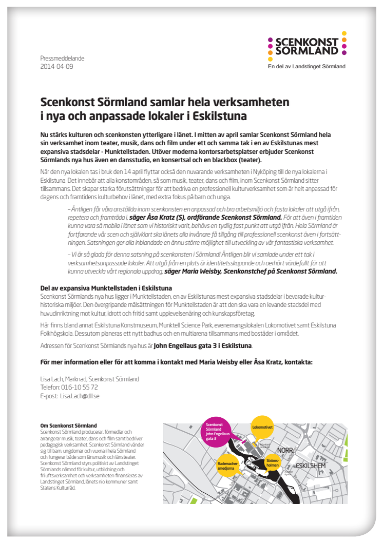 Scenkonst Sörmland samlar hela verksamheten i nya och anpassade lokaler i Eskilstuna