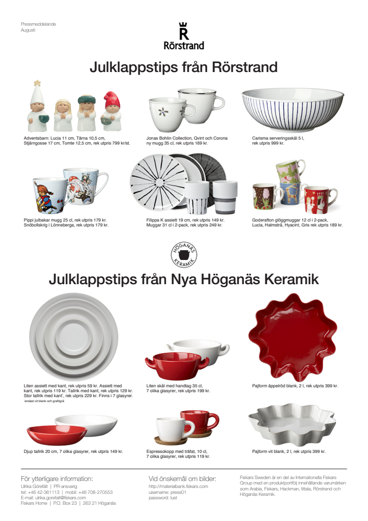 Julklappstips från Höganäs Keramik och Rörstrand