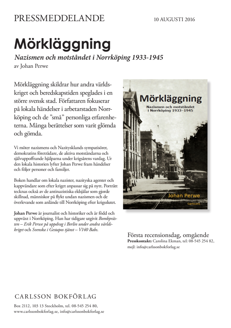 Mörkläggning - Nazismen och motståndet i Norrköping 1933-1945