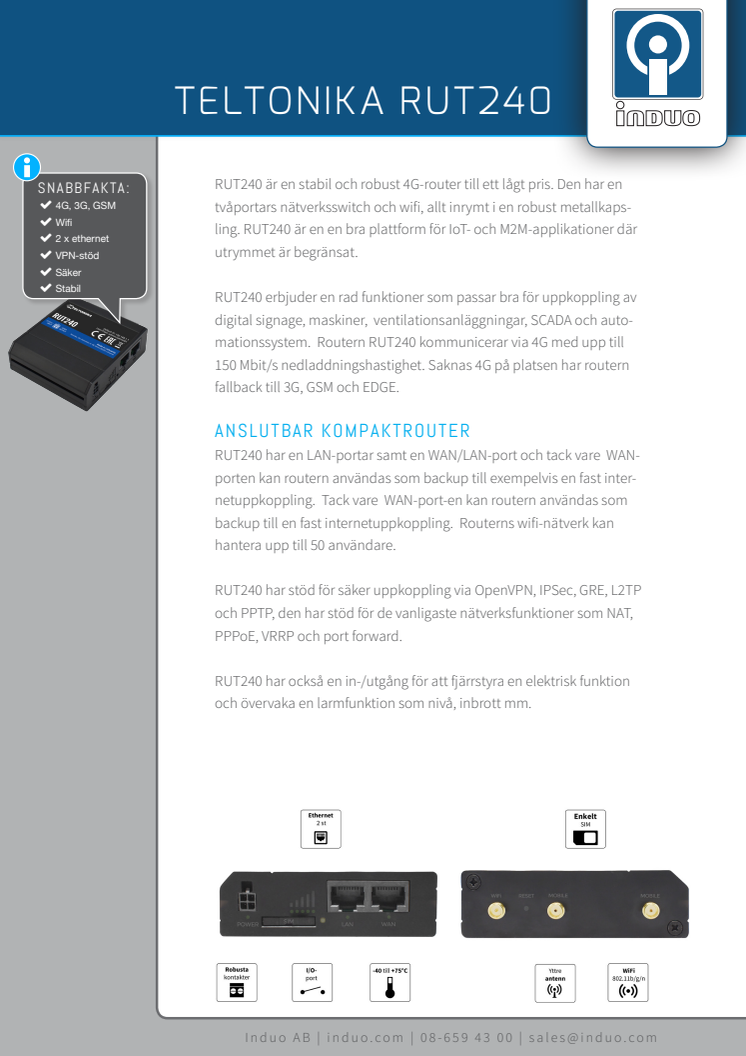 Broschyr RUT240 från Teltonika