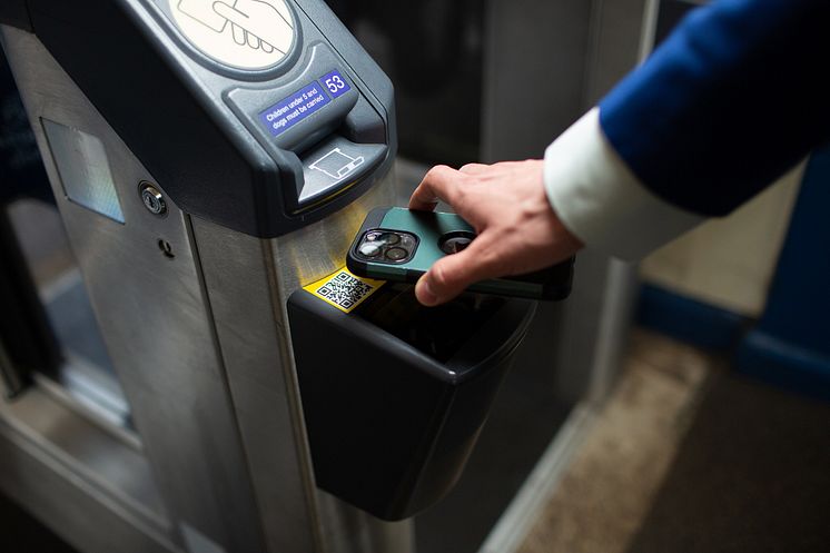 Barcode tickets being scanned