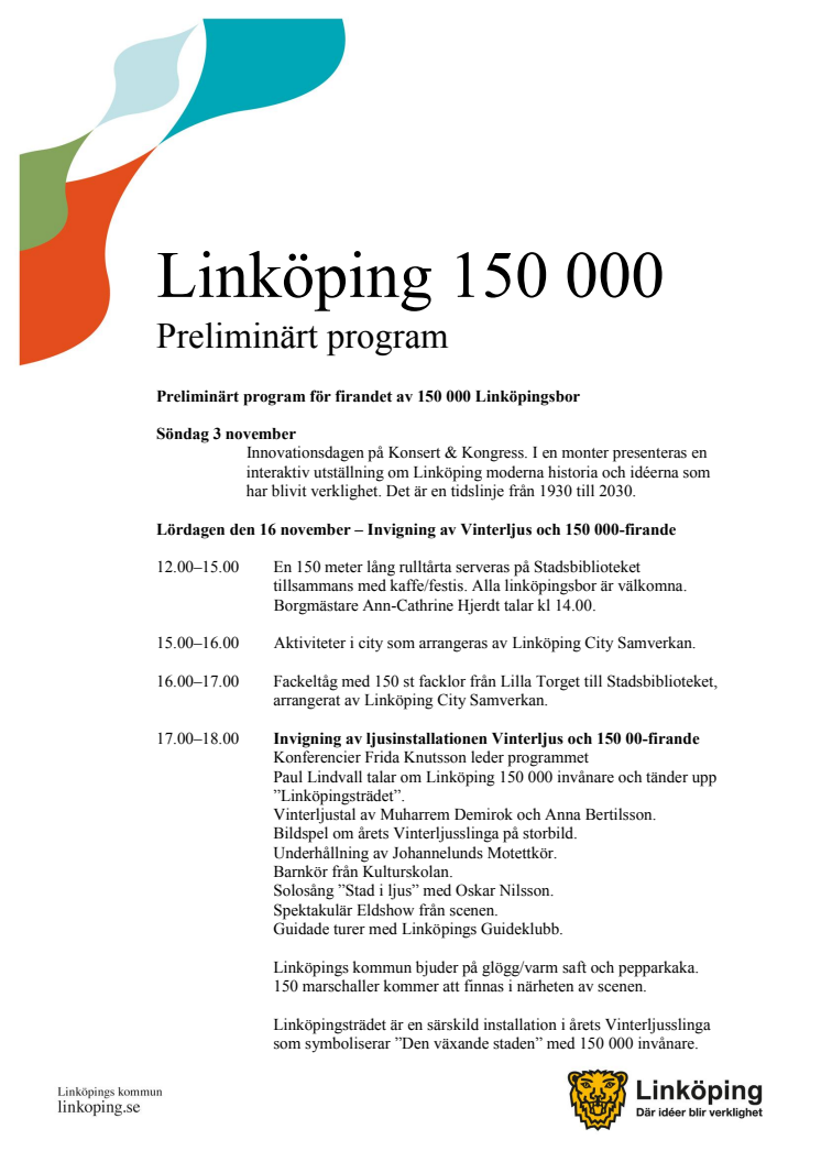 Program 150000-firande i Linköping