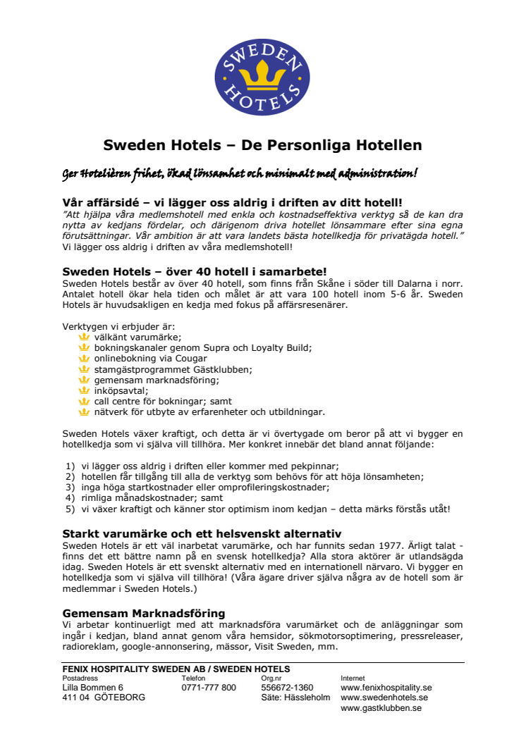 Kortfattat om Sweden Hotels