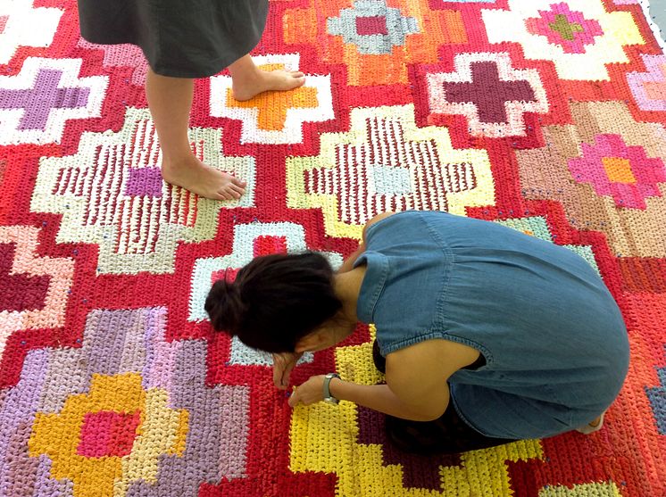 Unice rugs are created in the Re Rag Rug recycling project