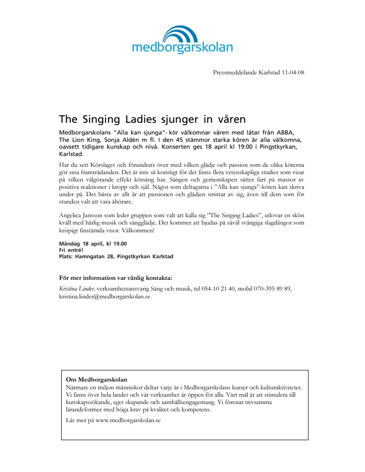 The Singing Ladies sjunger in våren