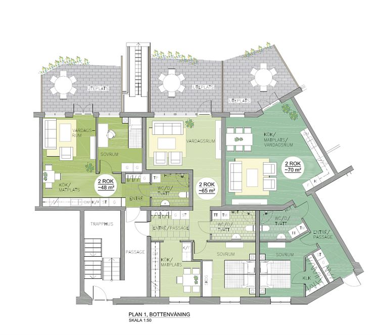 Brf Höganäshus 1. Planritning nya bostadsrätter.