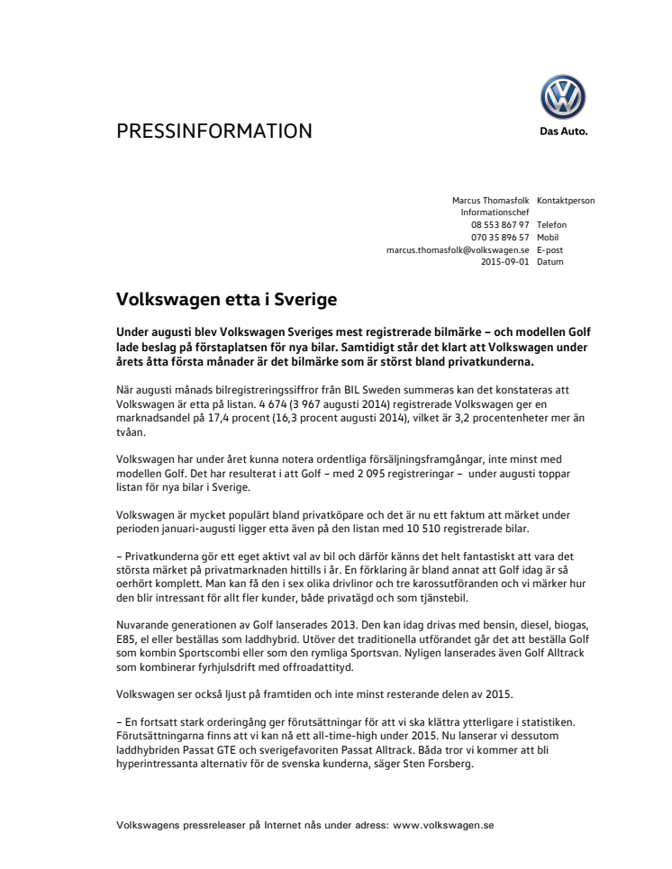 Volkswagen etta i Sverige